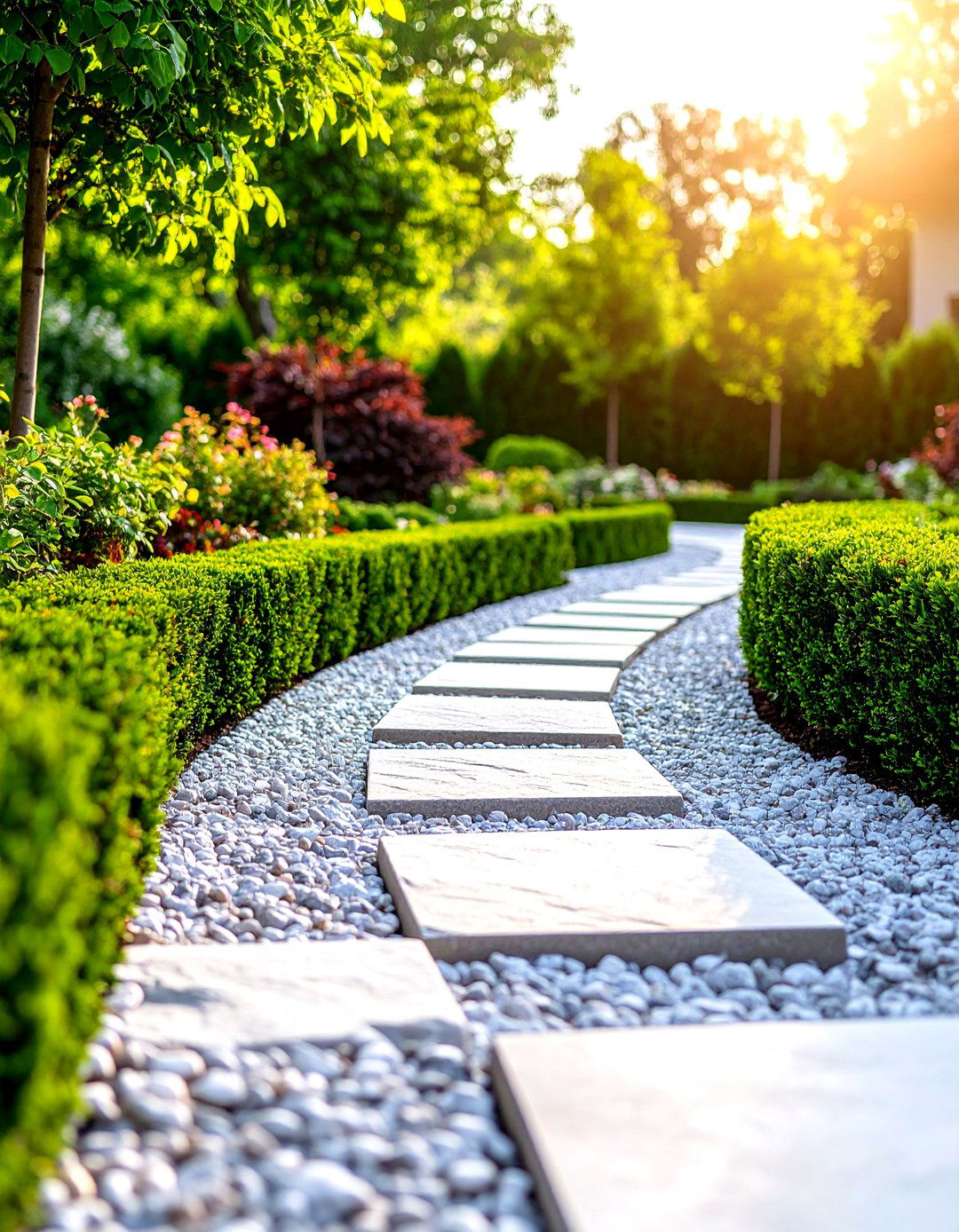 Cut Stone Block Edging for a Pea Gravel Patio - 30 pea gravel patio edging ideas