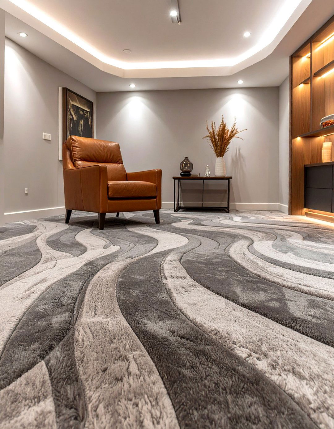 Cut and Loop Carpet for Textural Depth - 30 basement carpet ideas
