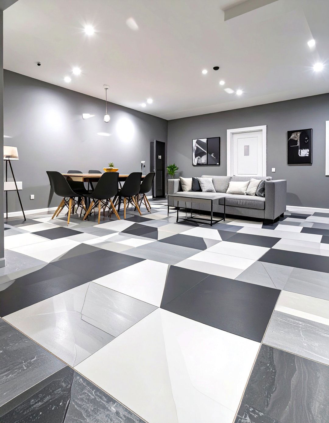 D Geometric Pattern Epoxy Basement Floor - 30 epoxy basement floor ideas