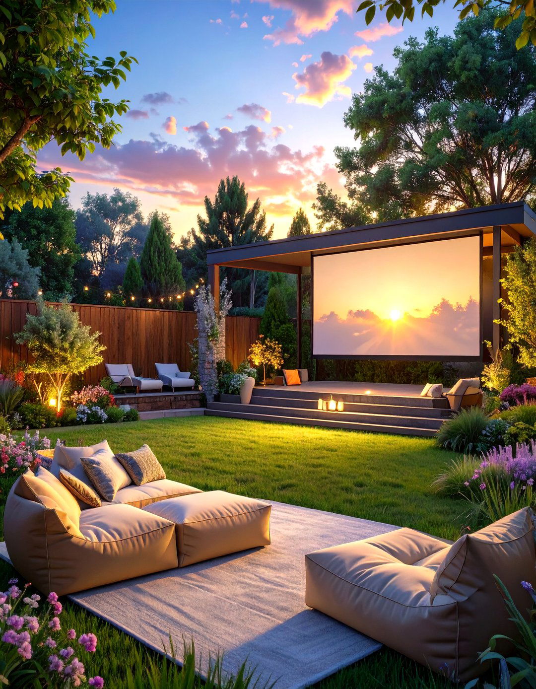 D Outdoor Movie Theater Area - 30 virtual landscape design ideas