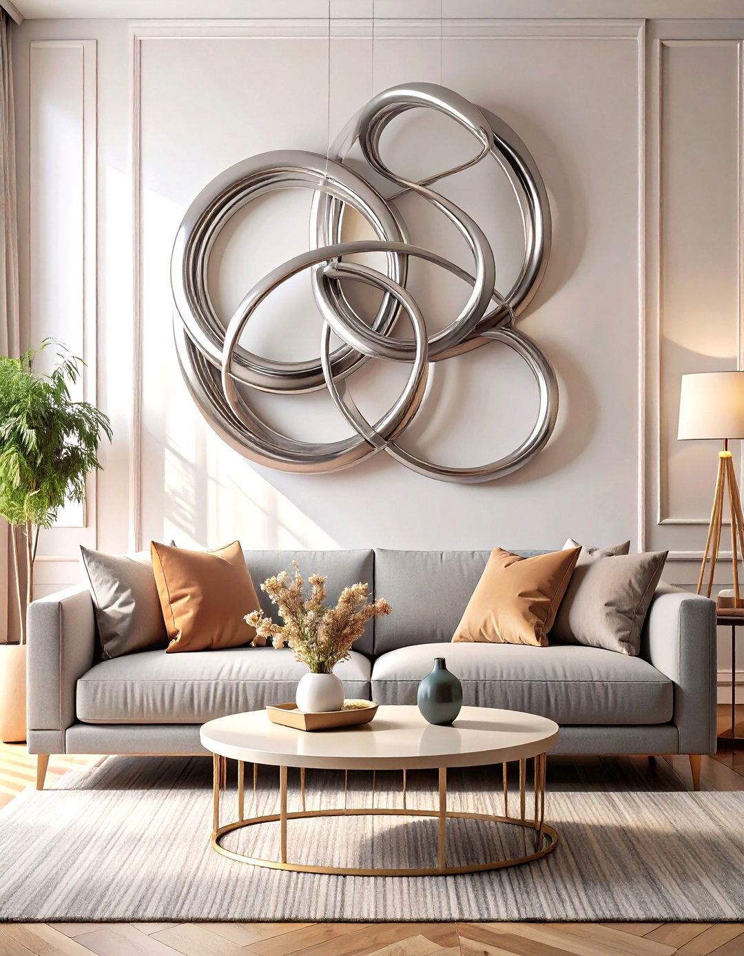 D Sculptural Metal Wall Art - 30 wall decoration ideas for living room
