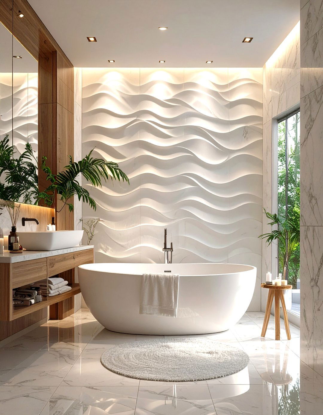 D Sculptural Tile Bathroom - 30 modern bathroom tile ideas