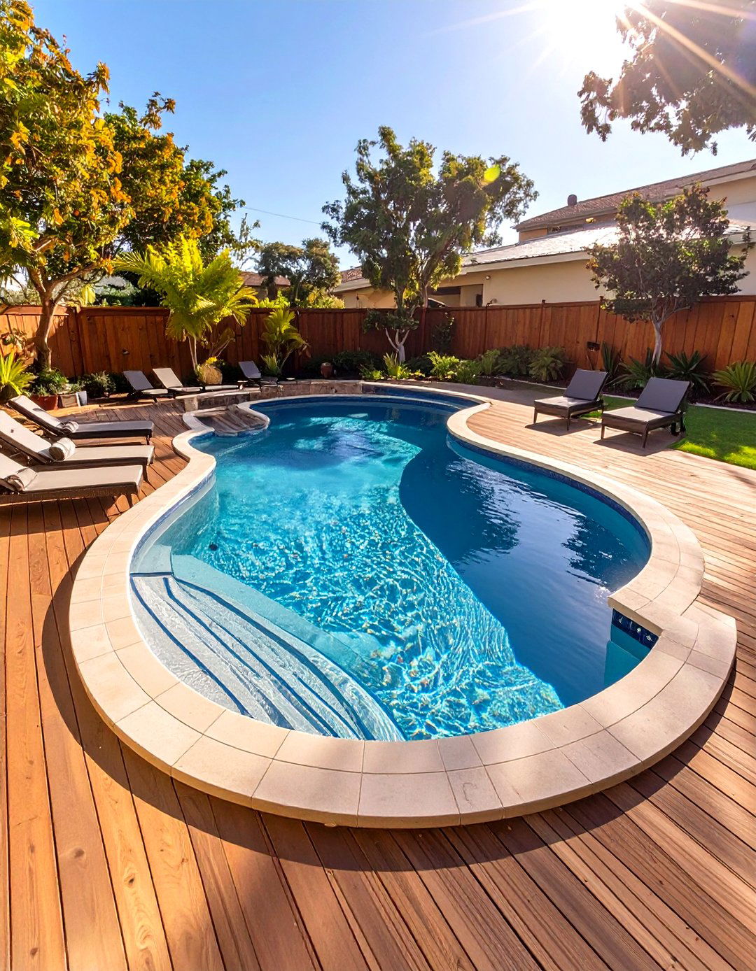 D Swimming Pool and Deck Layout - 30 virtual landscape design ideas