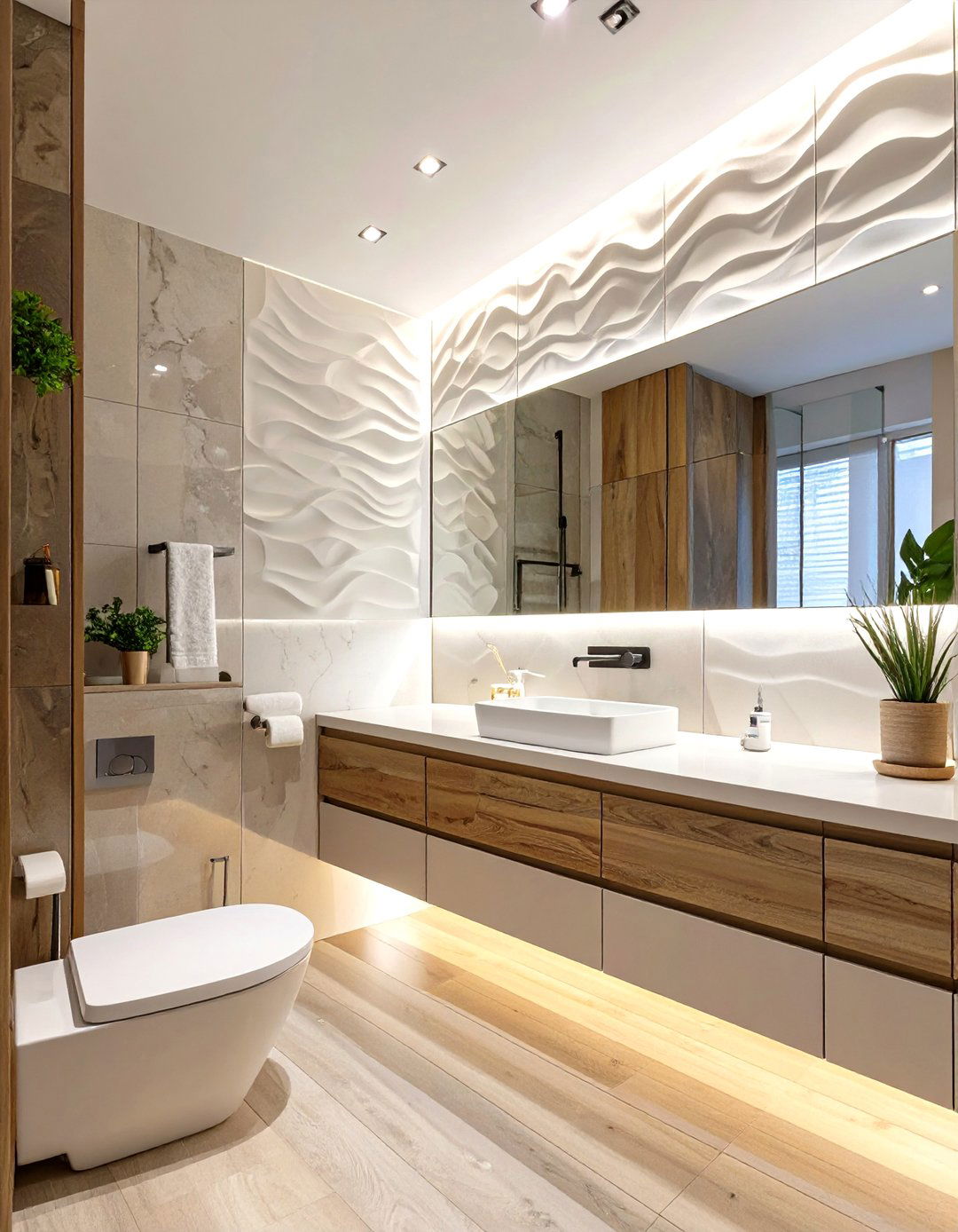 D Textured Bathroom Wall Panels - 30 bathroom wall panels ideas