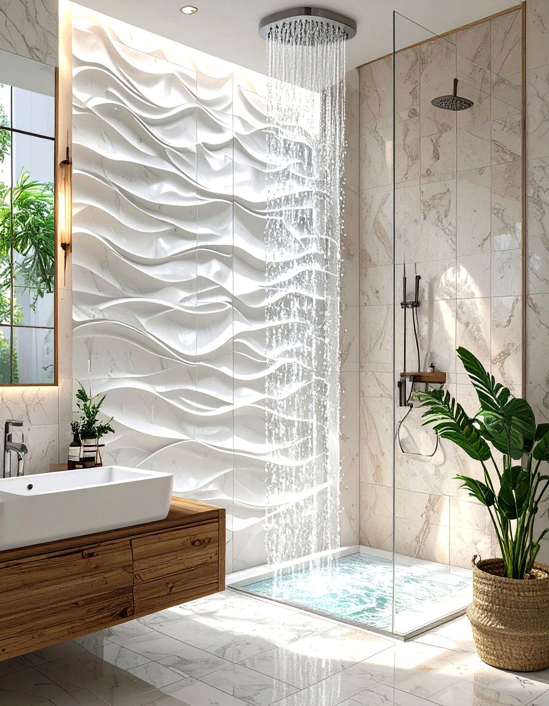 D Textured Tile Shower Walls - 30 shower wall ideas