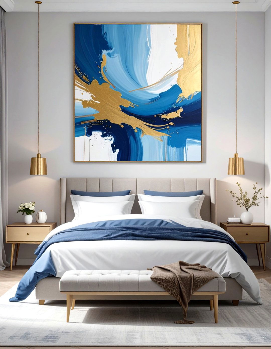 DIY Abstract Canvas Wall Art - 30 small guest bedroom ideas on a budget