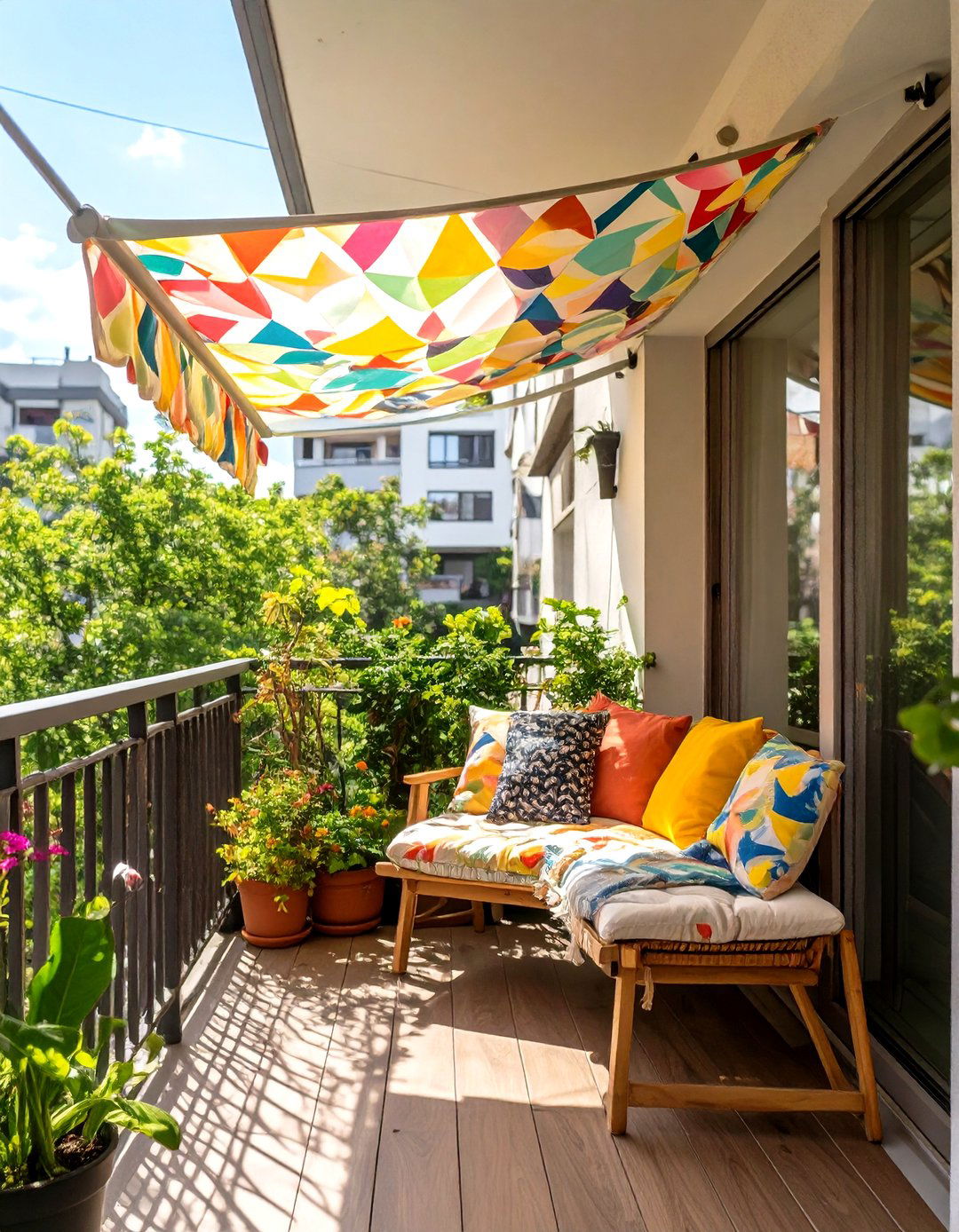 DIY Awning from a Shower Curtain - 30 cheap patio cover ideas