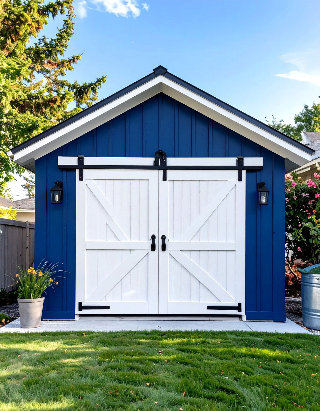 DIY Barn Door Garbage Can Shed - 30 outdoor garbage can storage ideas