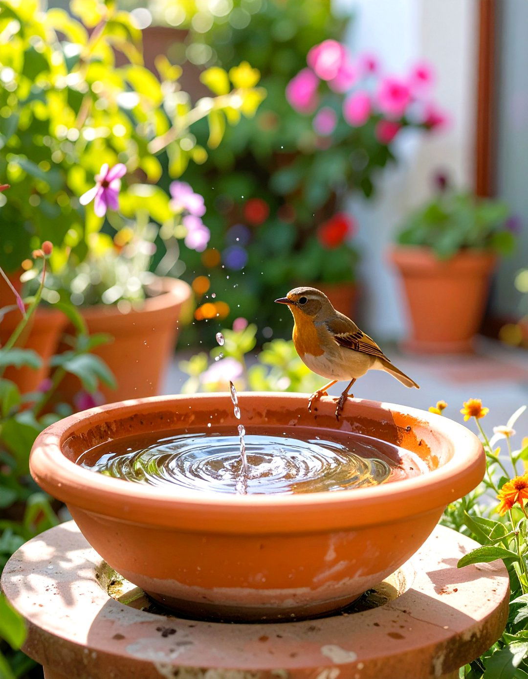 DIY Bird Feeder and Bird Bath on a Small Patio - 30 small patio ideas on a budget