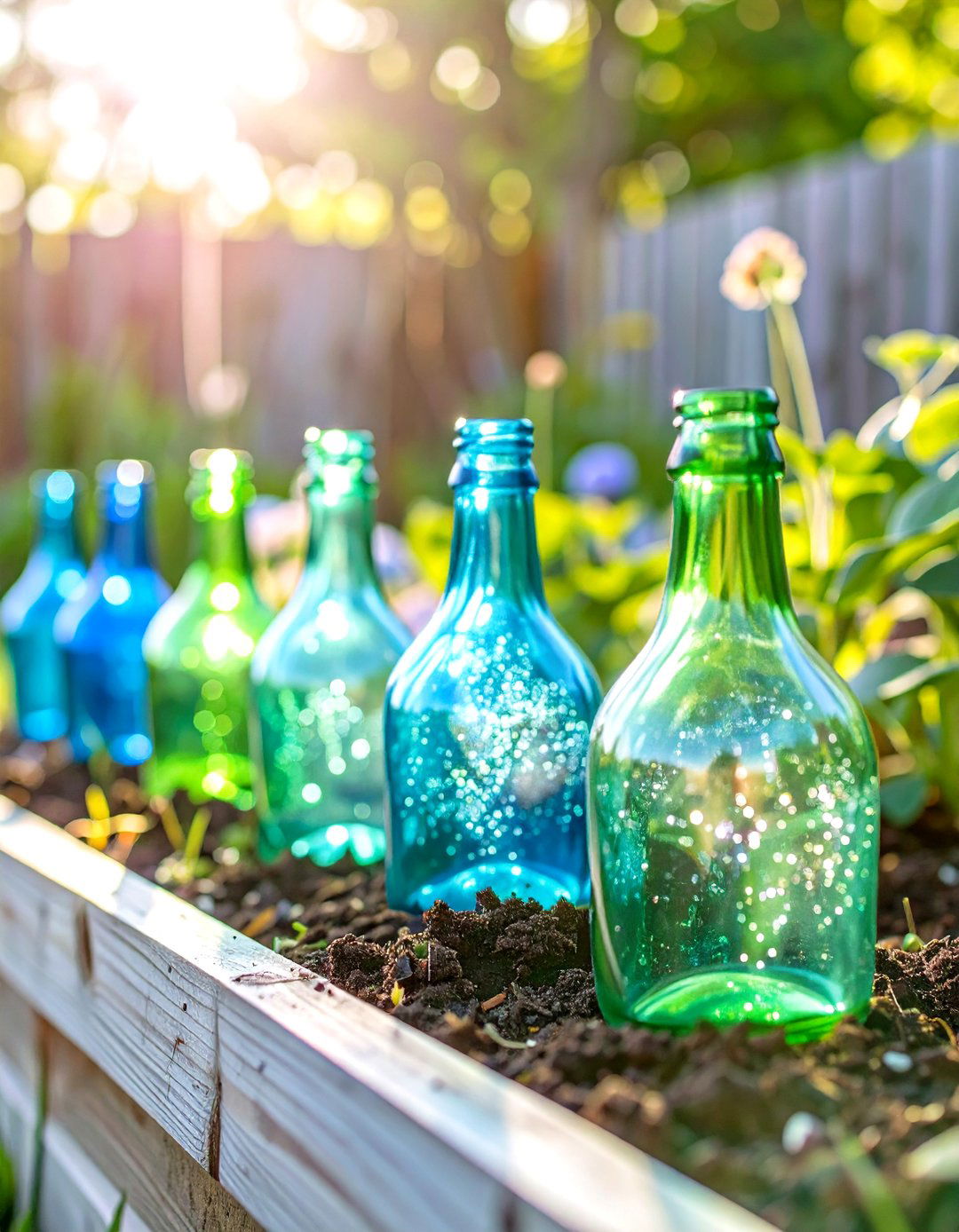 DIY Bottle Border for Garden Beds - 30 simple backyard ideas