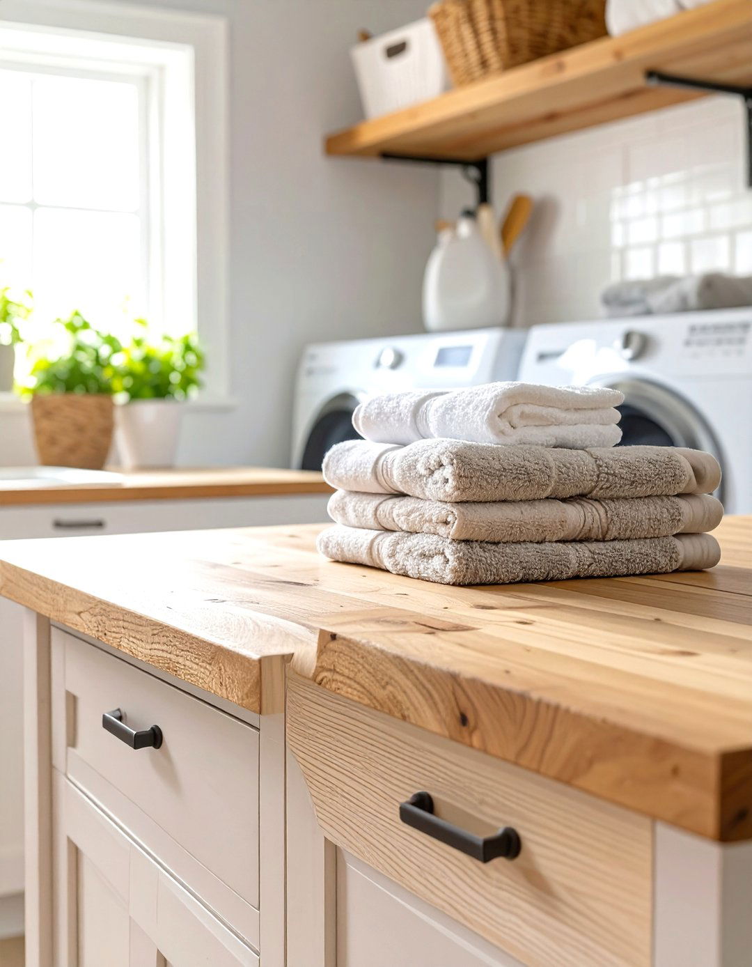 DIY Butcher Block Folding Station - 30 utility room diy small laundry room ideas