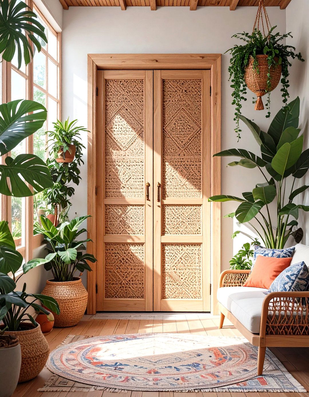 DIY Cane Webbing Closet Doors - 30 small closet door ideas