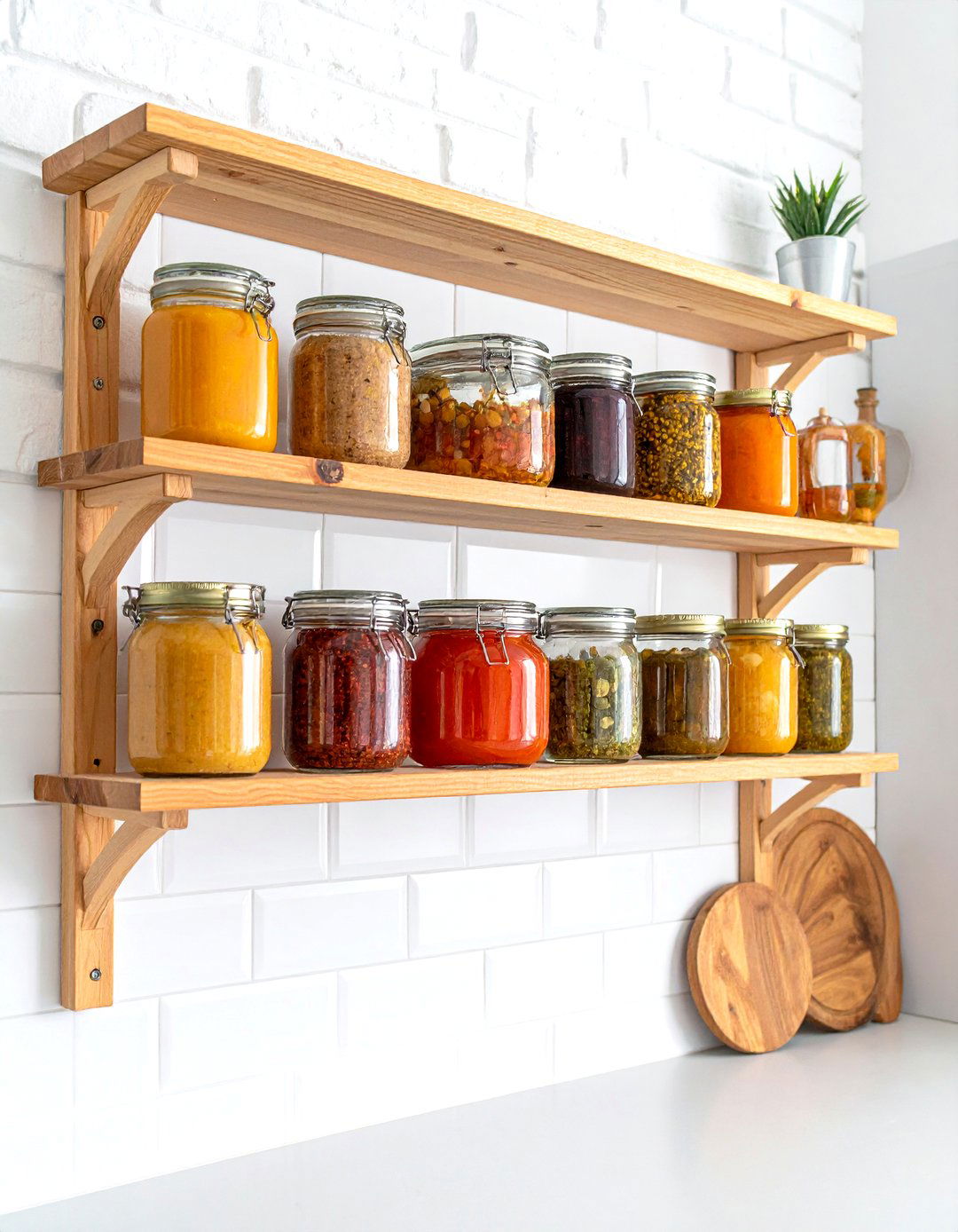 DIY Canning Jar Pantry Rack - 30 pantry ideas for small kitchen