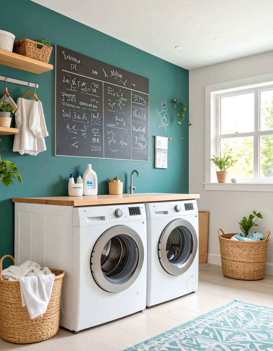 DIY Chalkboard or Whiteboard Wall - 30 utility room diy small laundry room ideas