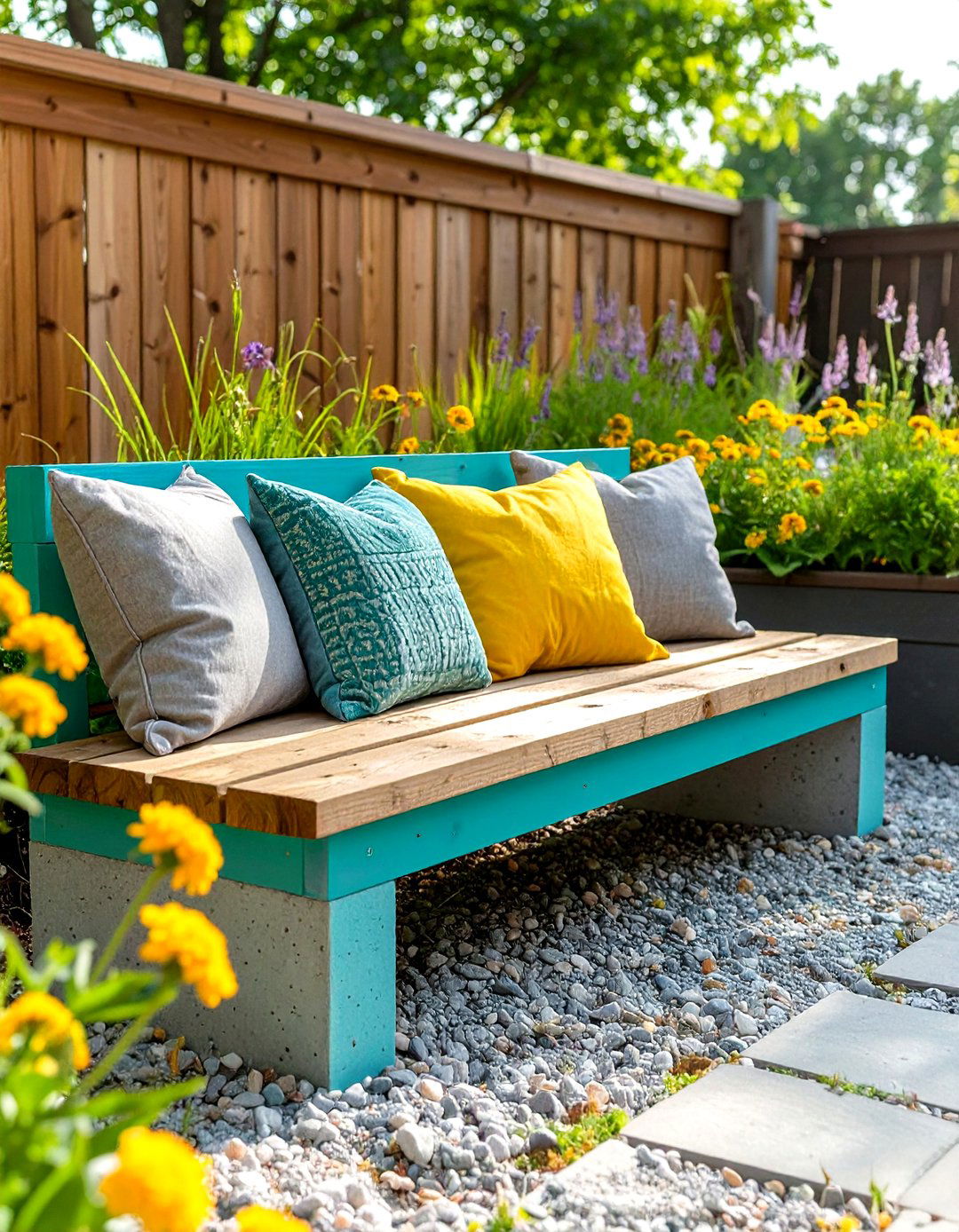 DIY Cinder Block Bench - 30 outdoor decor ideas