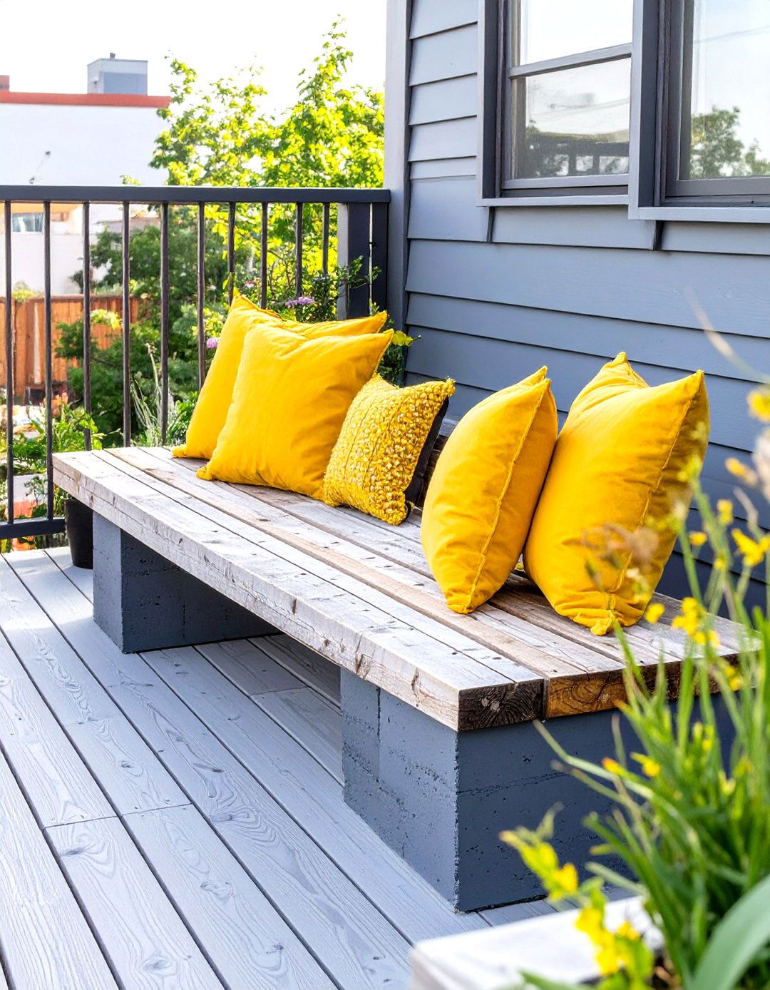 DIY Cinder Block Bench - 30 small deck decorating ideas