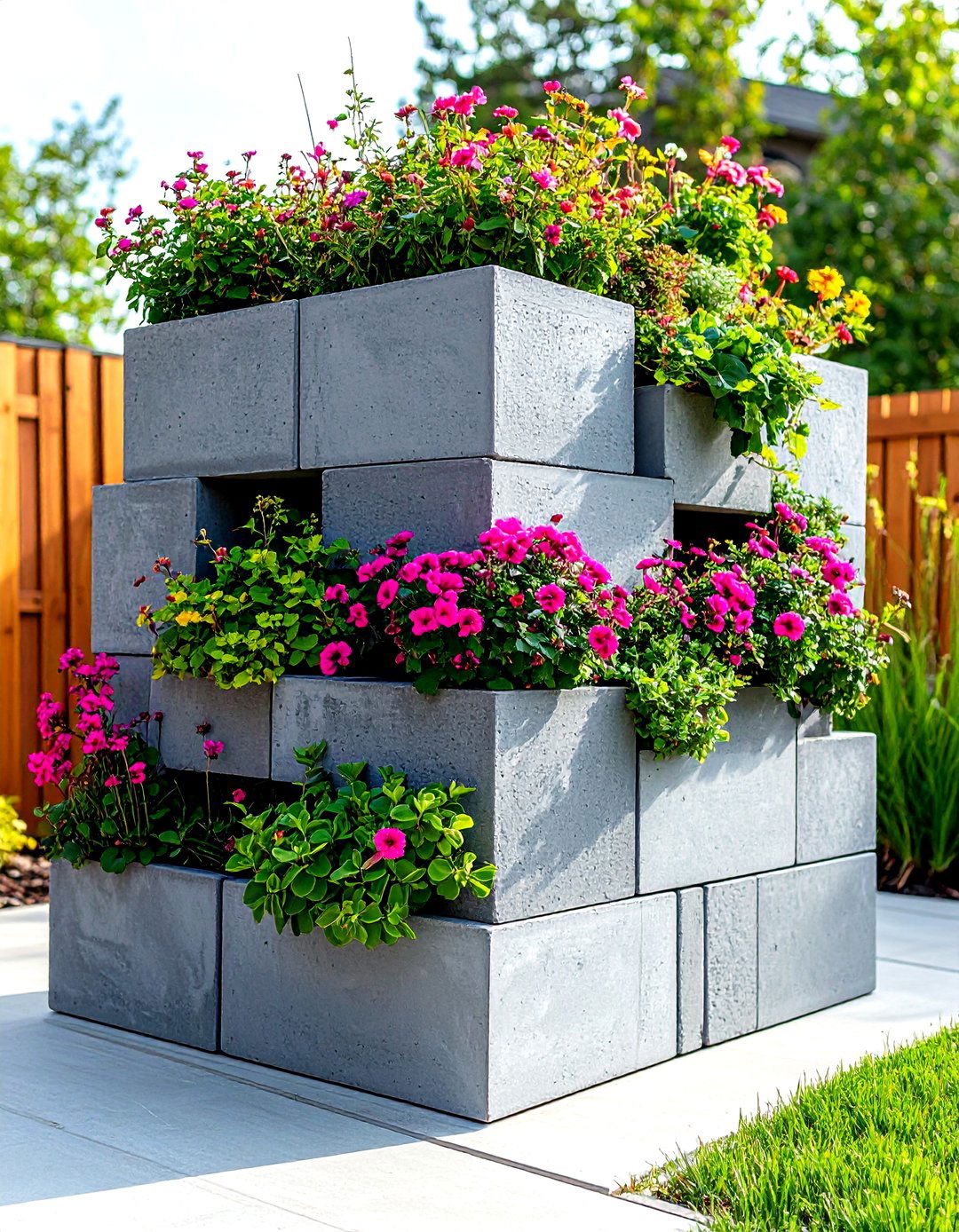 DIY Cinder Block Planters - 30 patio decorating ideas on a budget