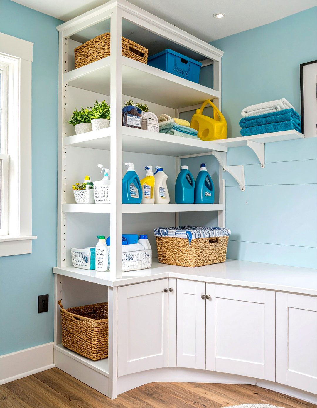 DIY Corner Shelving Unit - 30 utility room diy small laundry room ideas