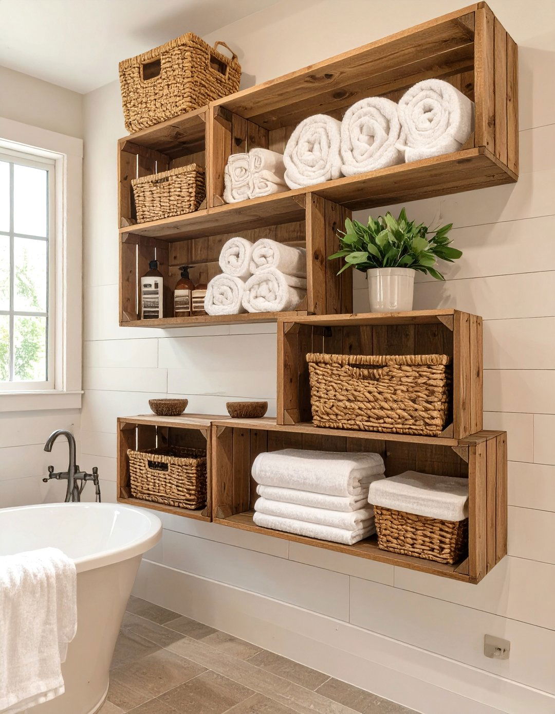 DIY Crate Bathroom Shelves - 30 bathroom shelving ideas