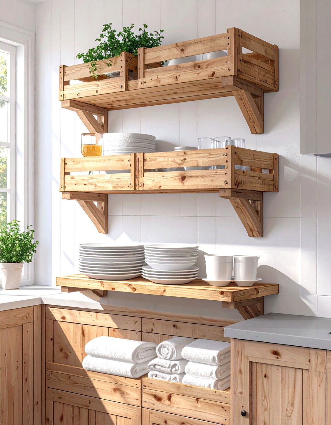 DIY Crate Shelves - 30 small kitchen shelf ideas