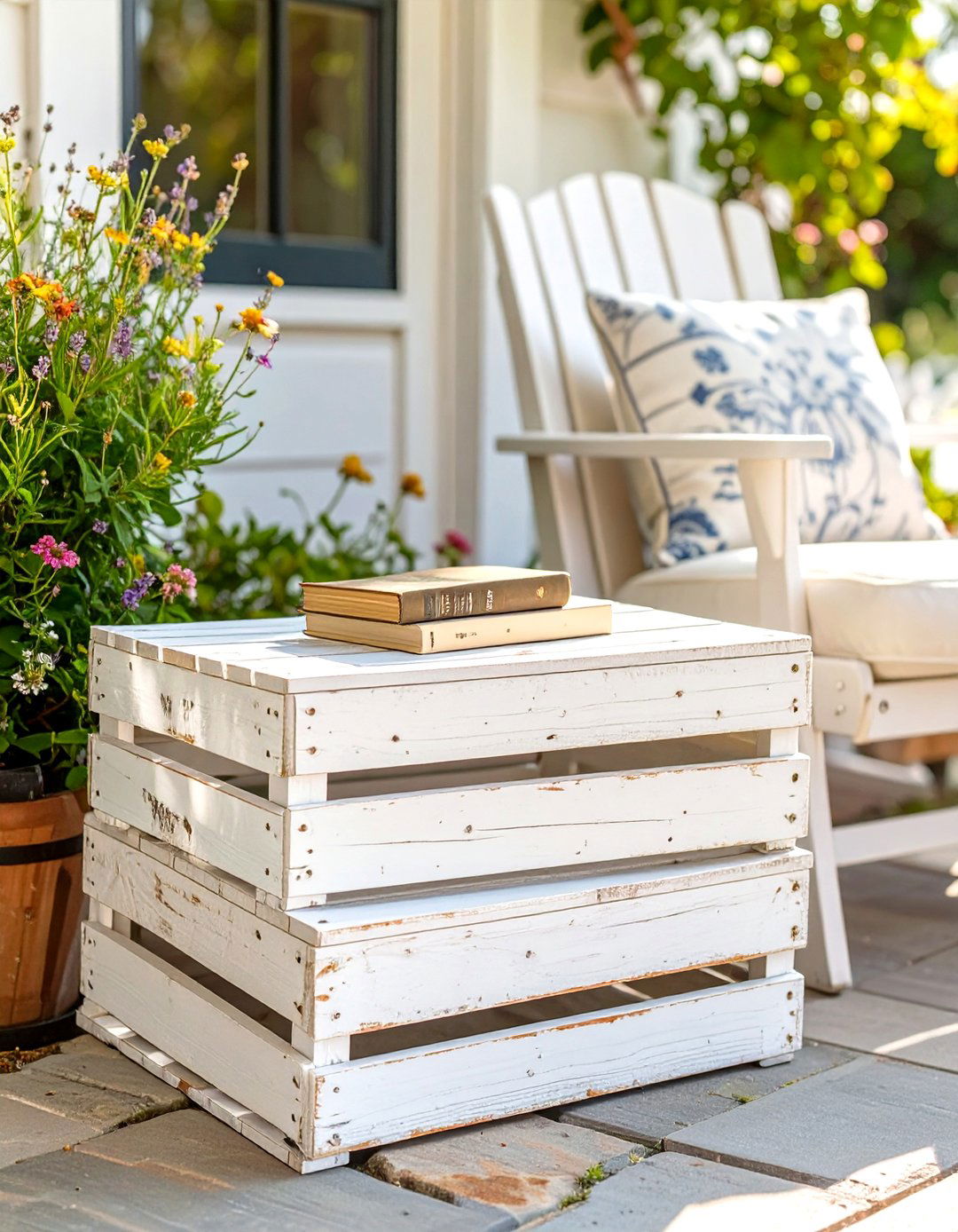 DIY Crate Side Tables - 30 outdoor patio ideas on a budget