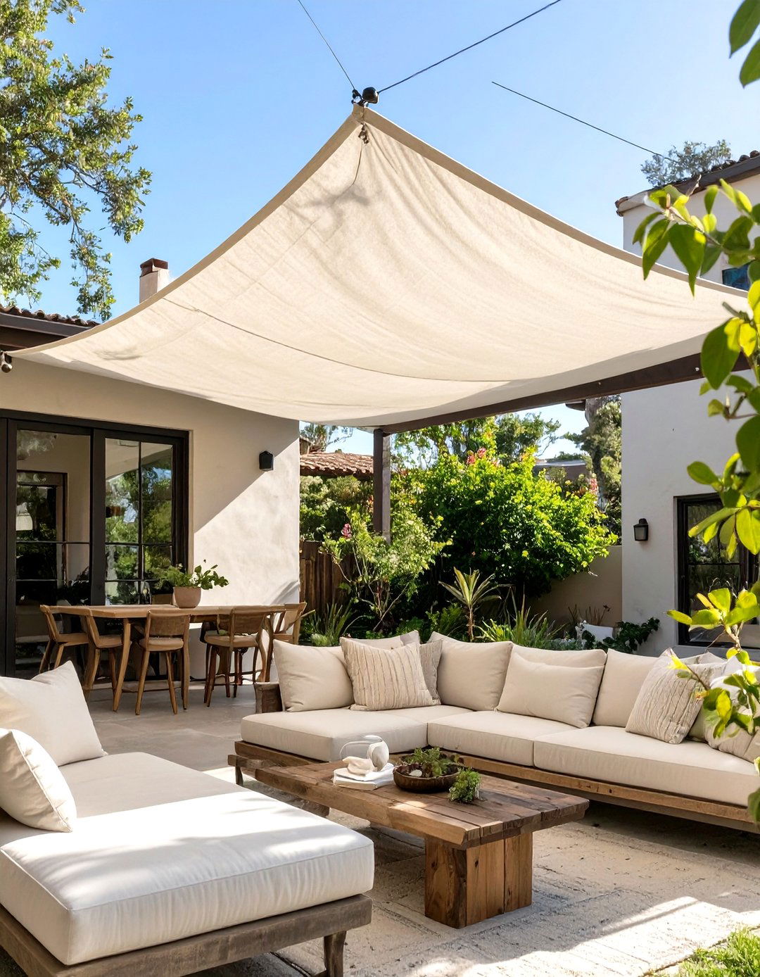 DIY Drop Cloth Canopy - 30 cheap patio cover ideas