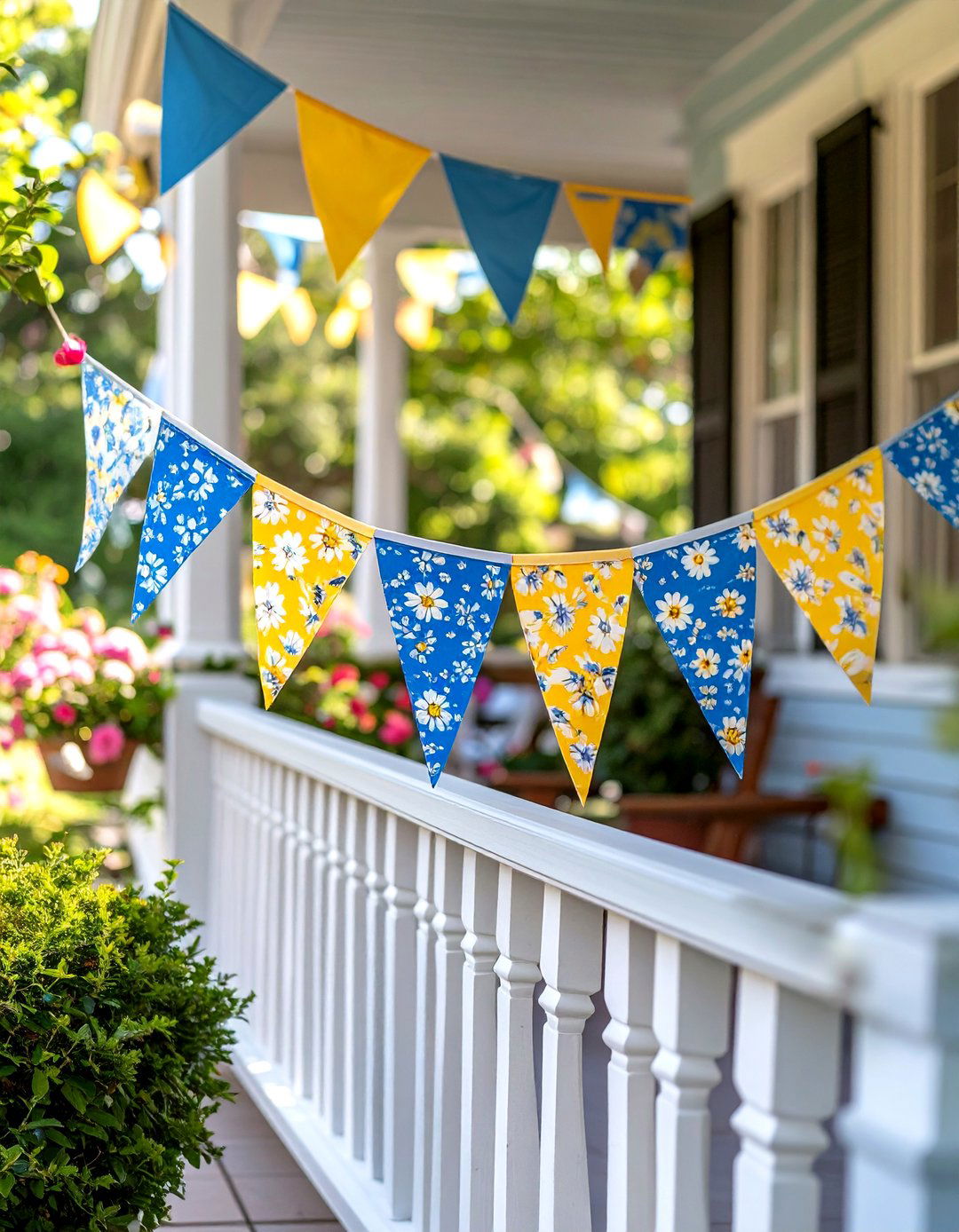 DIY Fabric Bunting for a Small Front Porch - 30 small front porch ideas on a budget