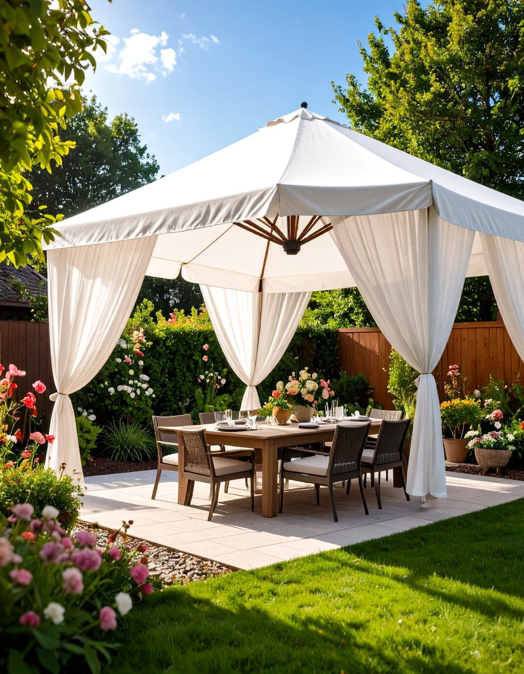 DIY Fabric Canopy for a Budget Patio - 30 patio ideas on a budget