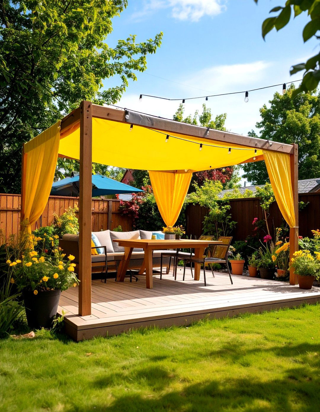 DIY Fabric Panel Patio Canopy - 30 patio canopy ideas