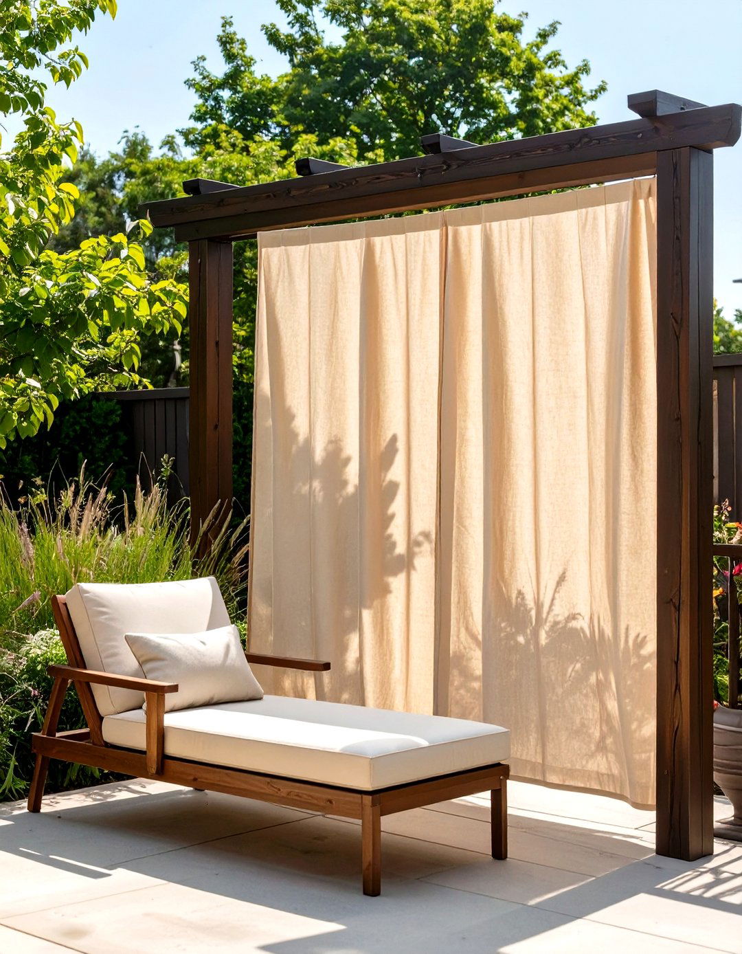 DIY Fabric Privacy Screen - 30 outdoor patio ideas on a budget