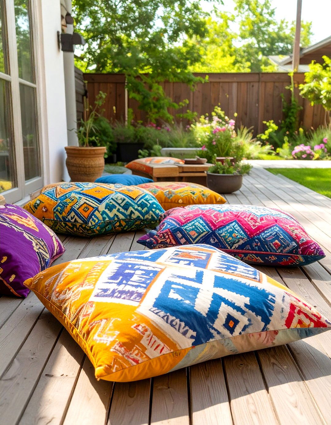 DIY Floor Cushions for Small Patio Seating - 30 small patio ideas on a budget