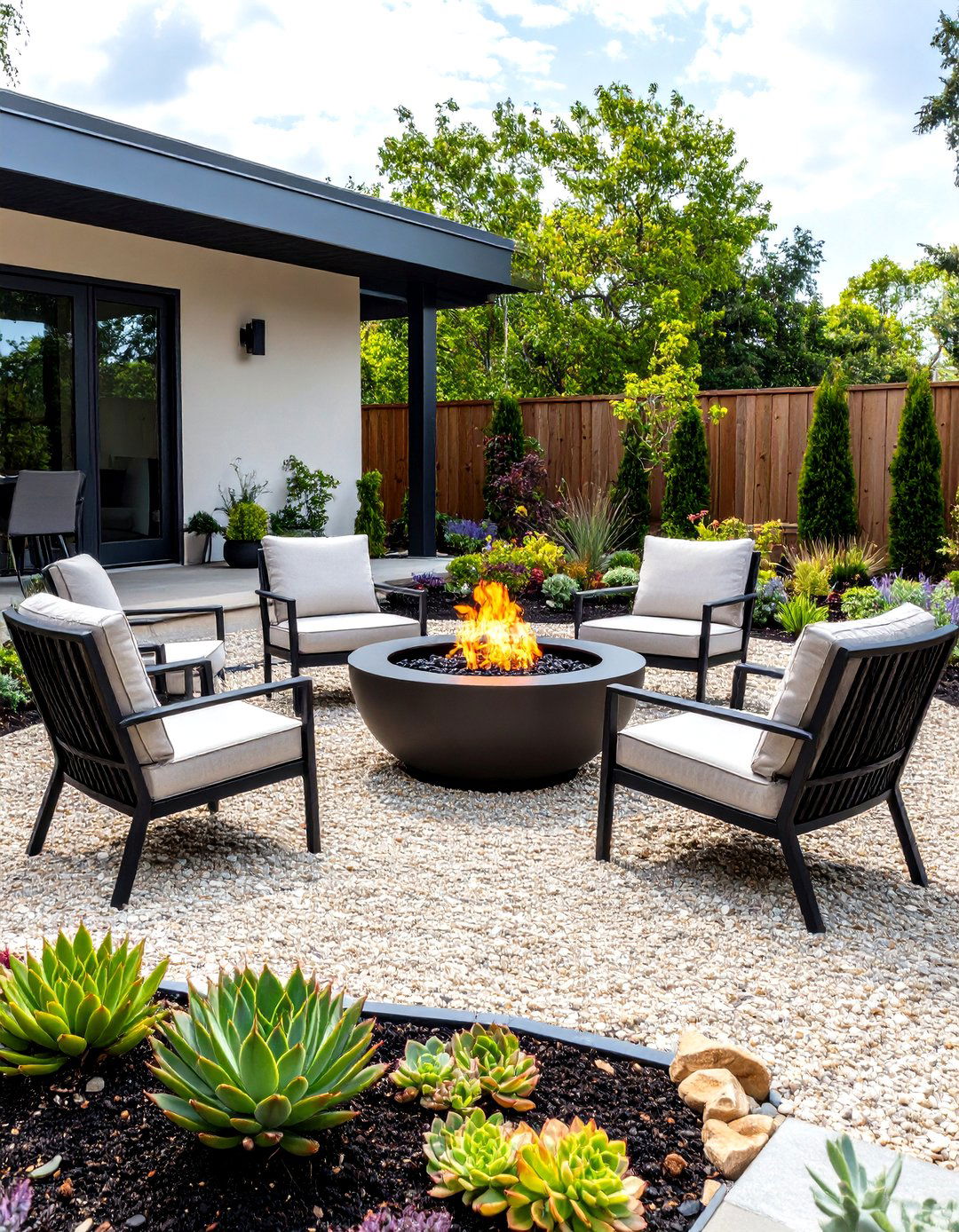 DIY Gravel Patio Fire Pit Area - 30 fire pit landscaping ideas