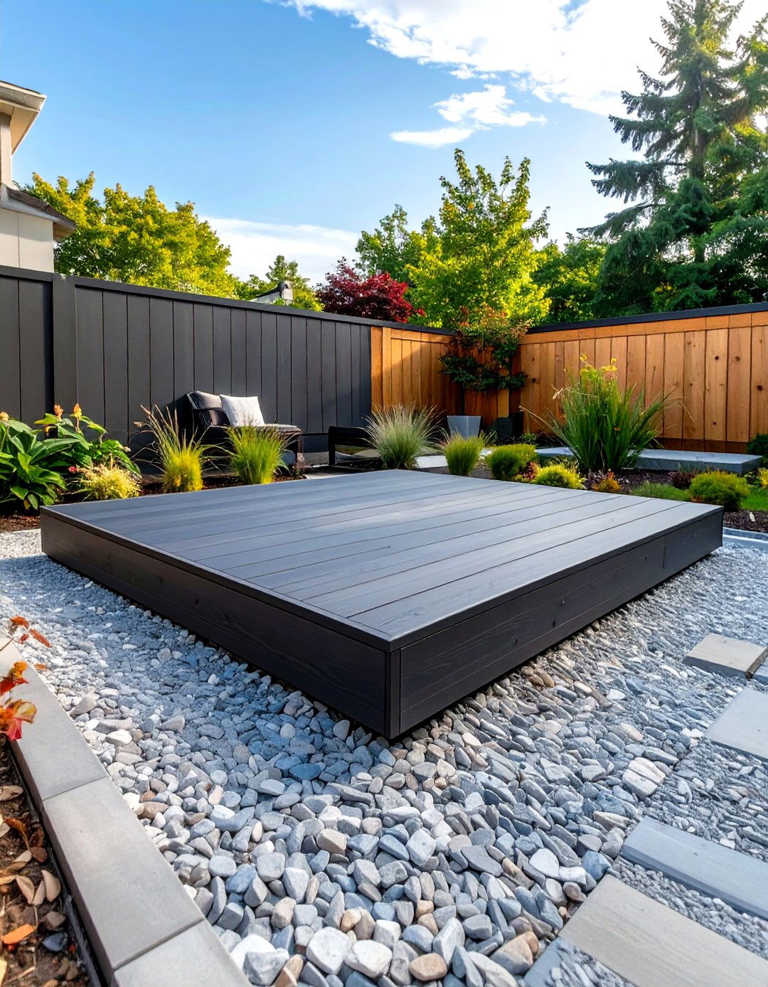 DIY Gravel and Wood Small Deck - 30 small deck ideas on a budget