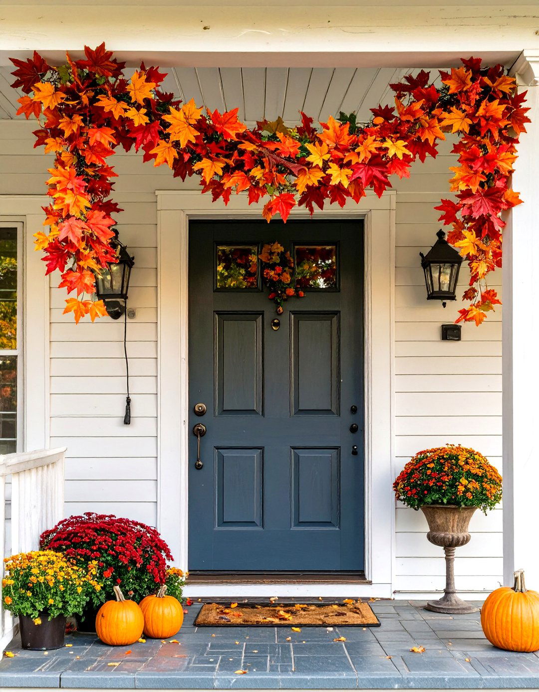 DIY Leaf Garland - 30 small front porch fall decorating ideas