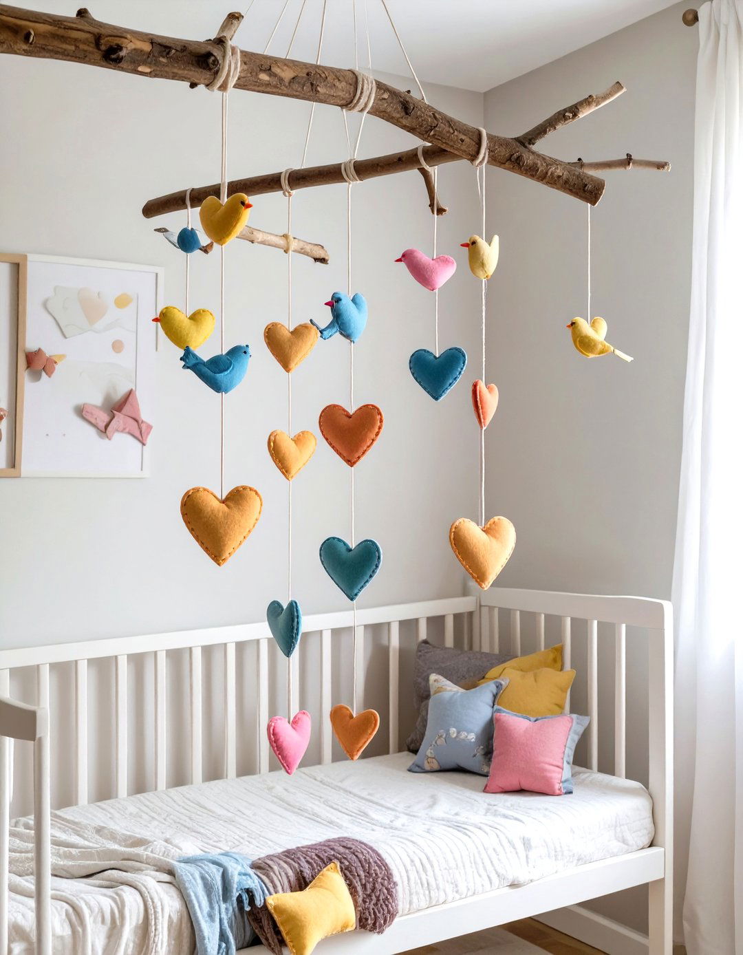 DIY Mobile with Natural Elements - 30 toddler girl room ideas on a budget