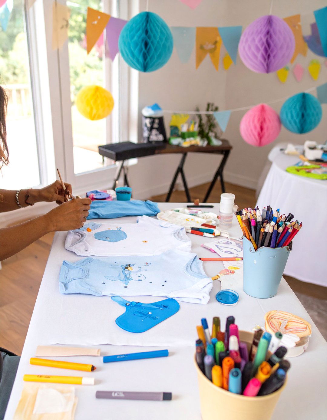 DIY Onesie Decorating Station - 30 unique baby shower ideas