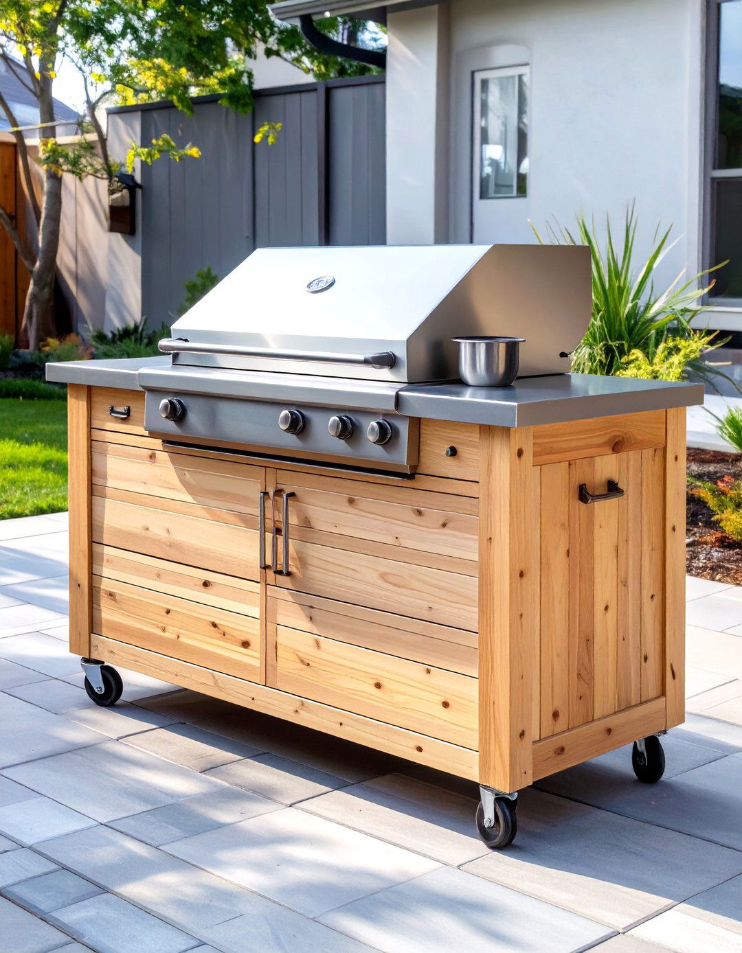 DIY Outdoor Kitchen Island with Wheels - 30 outdoor kitchen ideas on a budget
