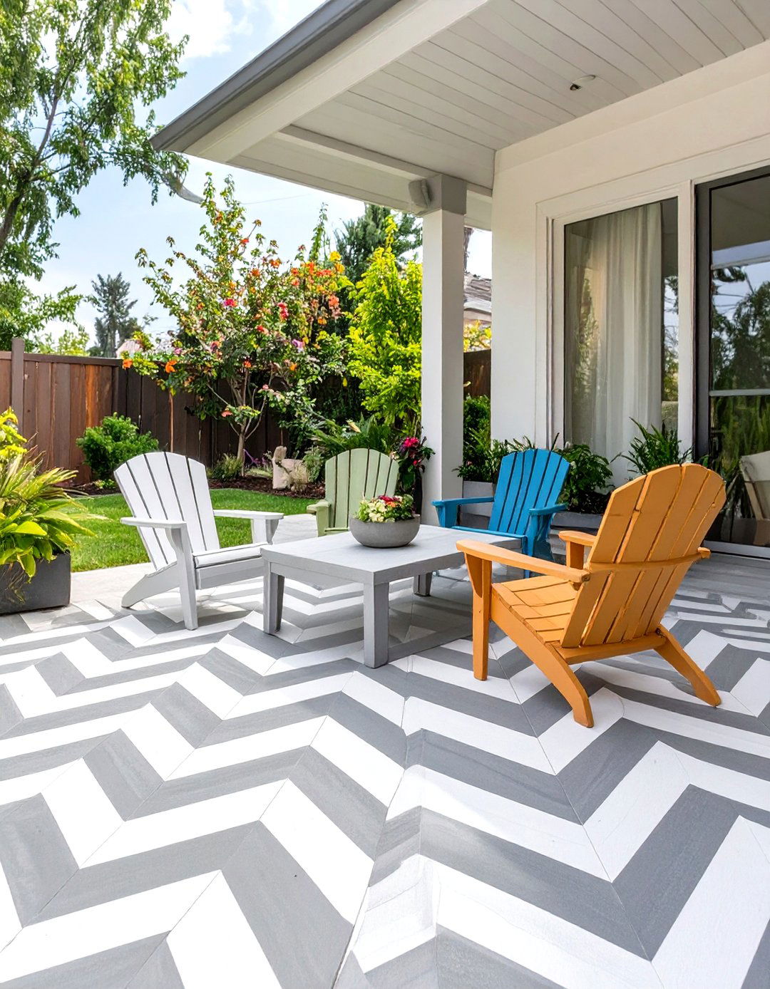 DIY Painted Concrete Floor - 30 outdoor patio decor ideas
