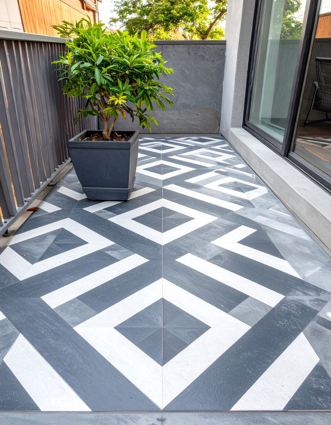 DIY Painted Concrete Patio Floor - 30 small patio ideas on a budget