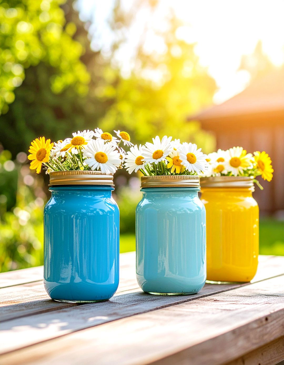 DIY Painted Mason Jar Vases - 30 outdoor table decor ideas