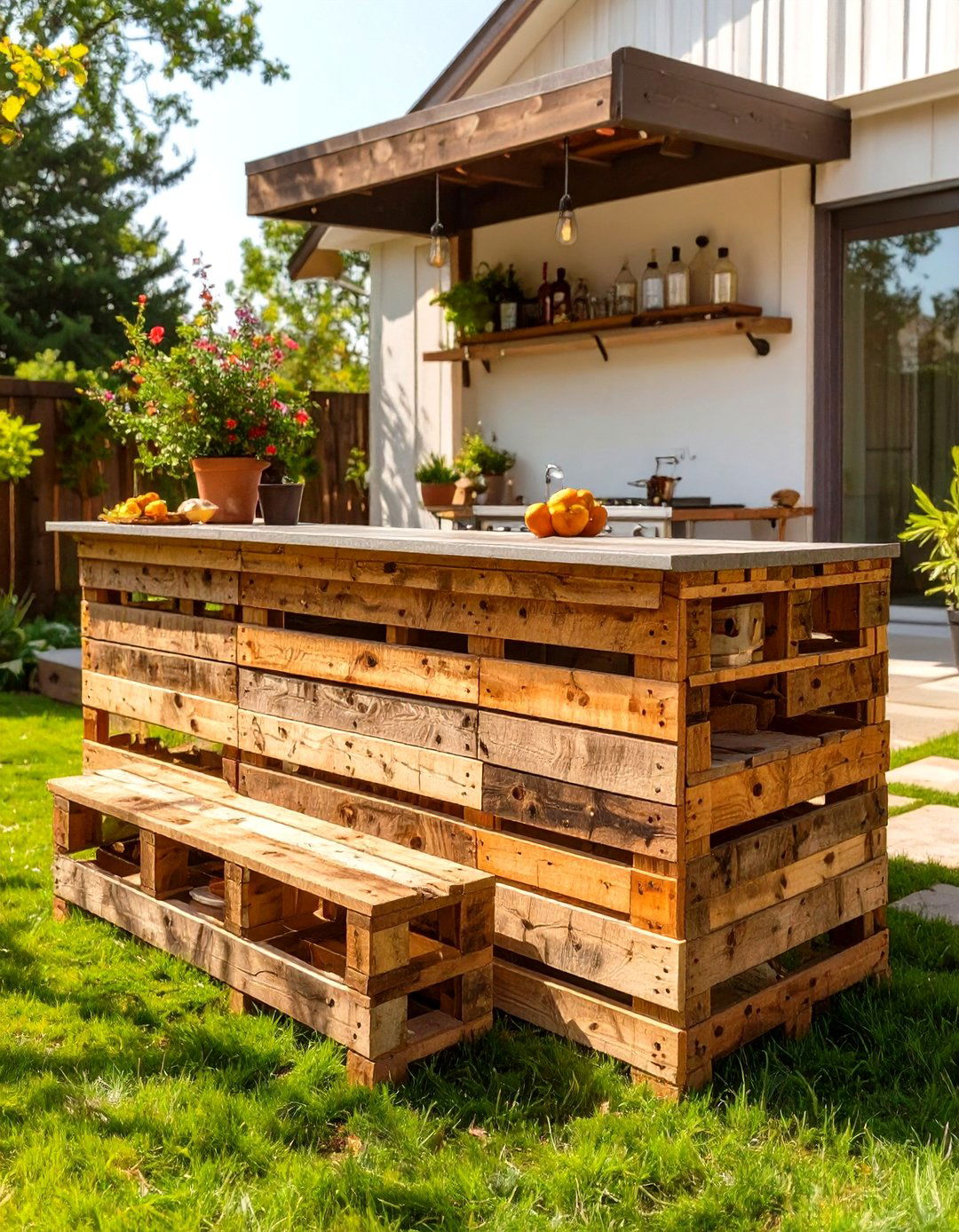 DIY Pallet Wood Bar - 30 outdoor kitchen ideas on a budget