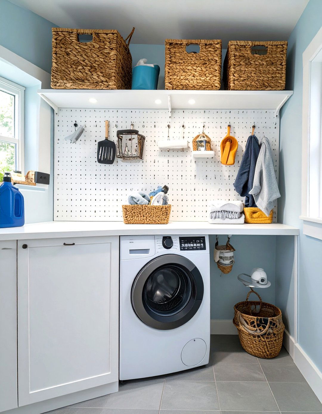 DIY Pegboard Wall Organizer - 30 utility room diy small laundry room ideas