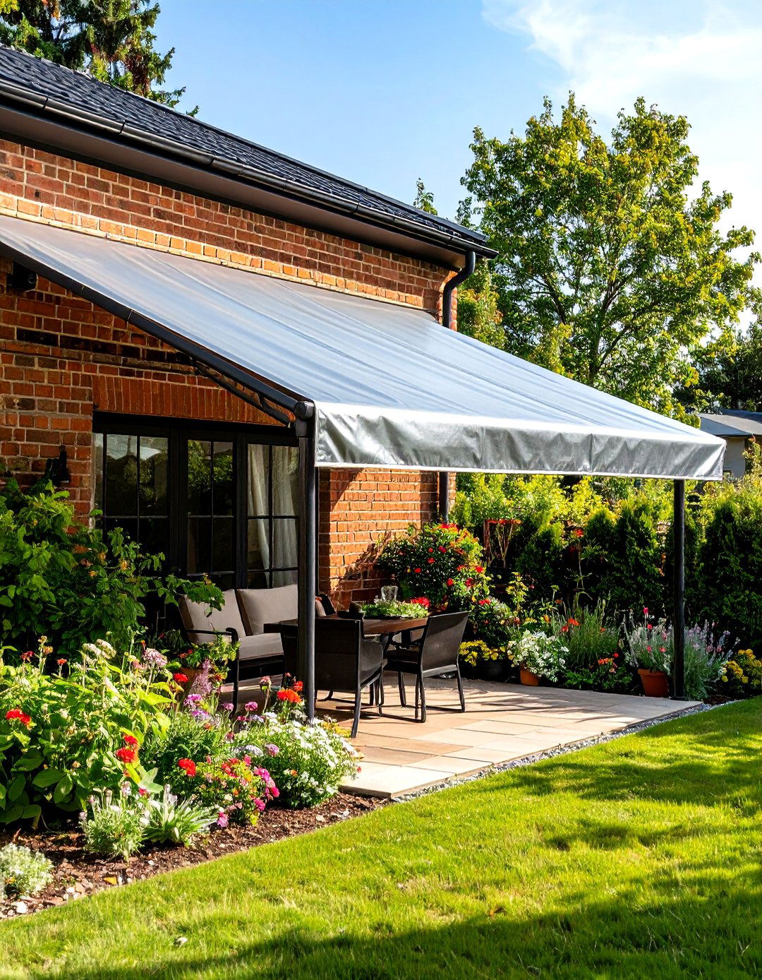 DIY Pipe and Tarp Awning - 30 patio shade ideas on a budget