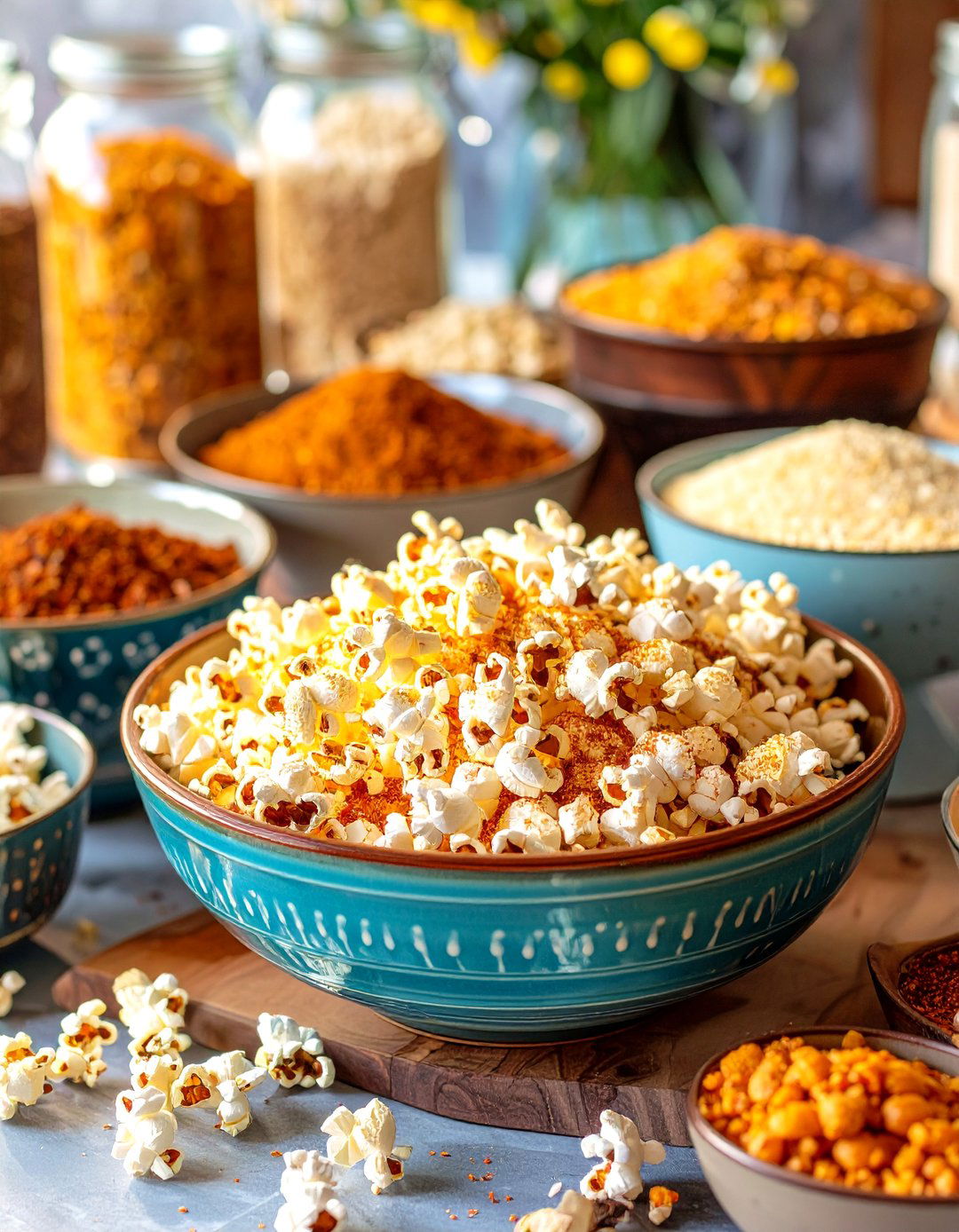 DIY Popcorn Bar - 30 cheap baby shower food ideas