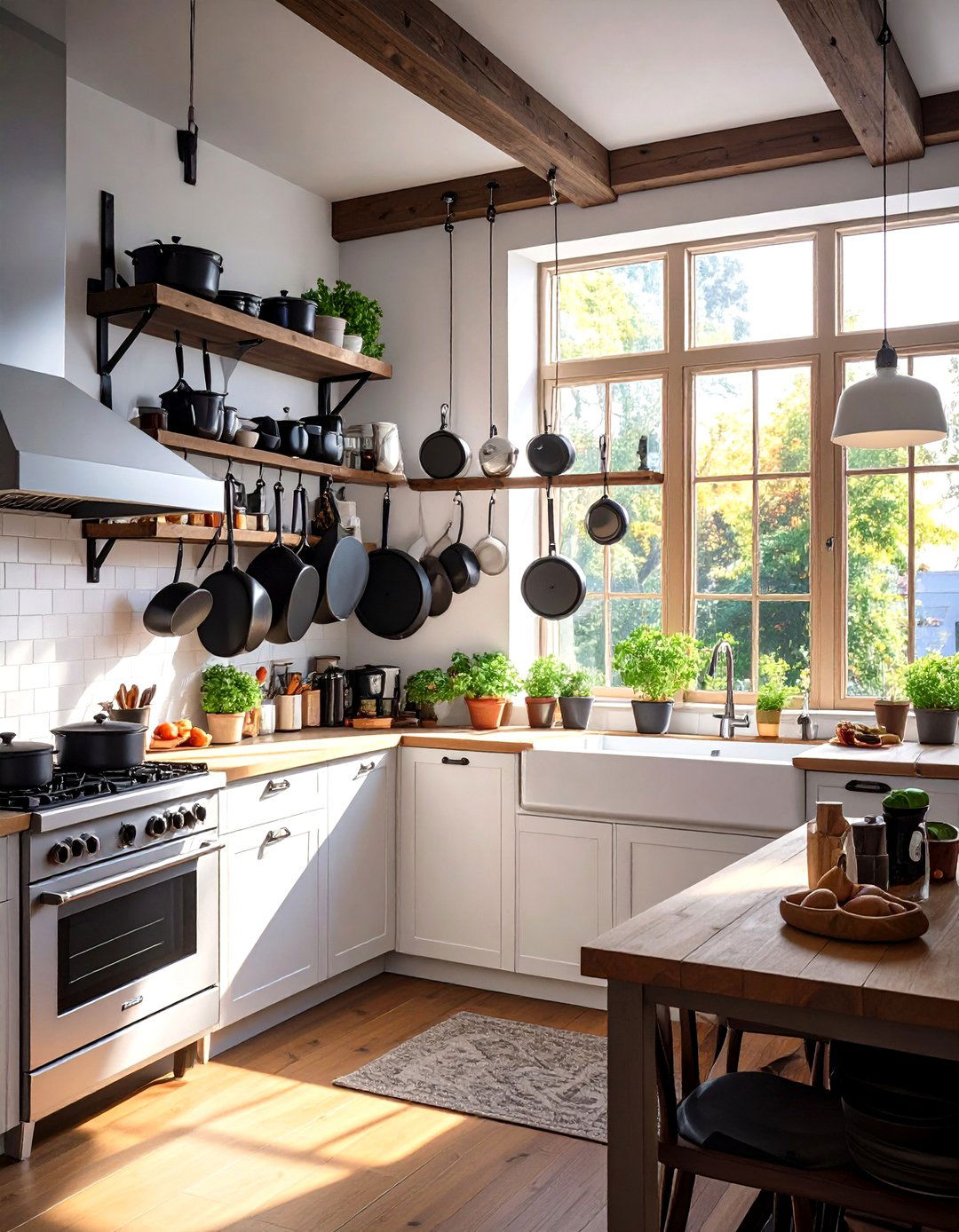 DIY Pot Rack for Vertical Storage - 30 very small kitchen ideas on a budget