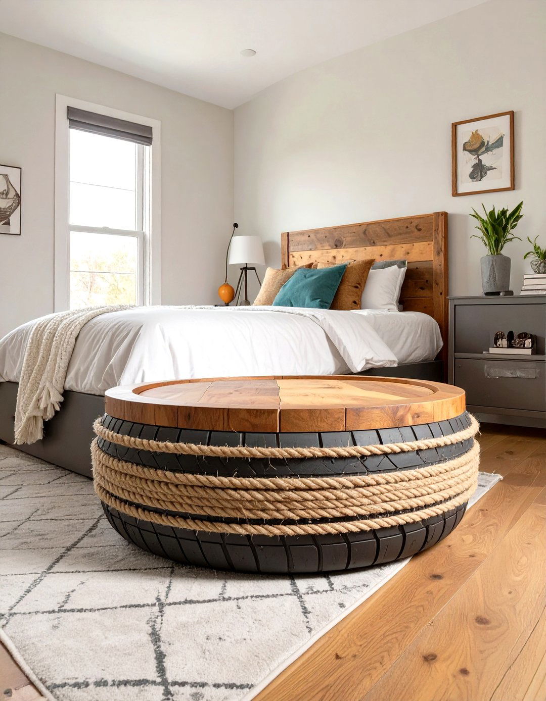 DIY Repurposed Tire Ottoman for a Teen Boys Bedroom - 30 teen boys bedroom ideas