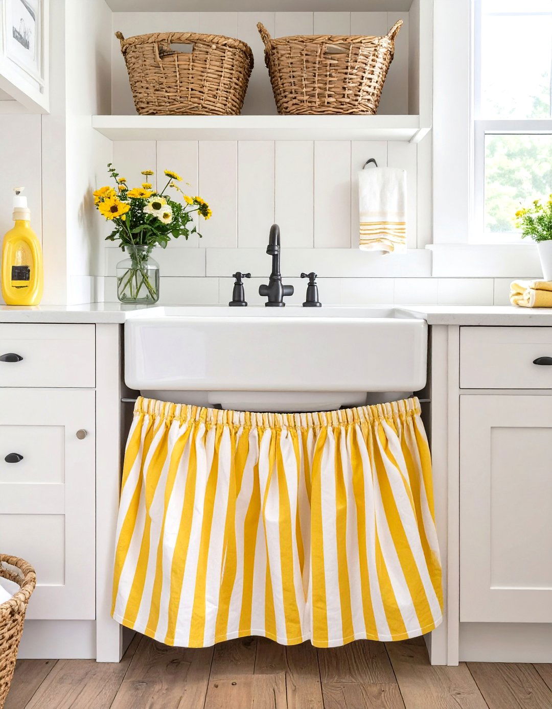 DIY Skirted Utility Sink - 30 utility room diy small laundry room ideas