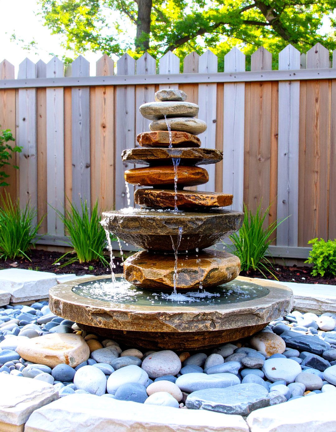 DIY Stacked Stone Outdoor Fountain - 30 outdoor fountain ideas
