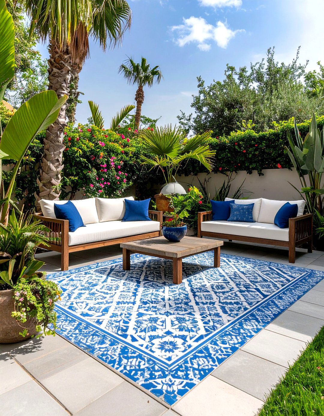 DIY Stenciled Paver Patio - 30 paver patio ideas on a budget