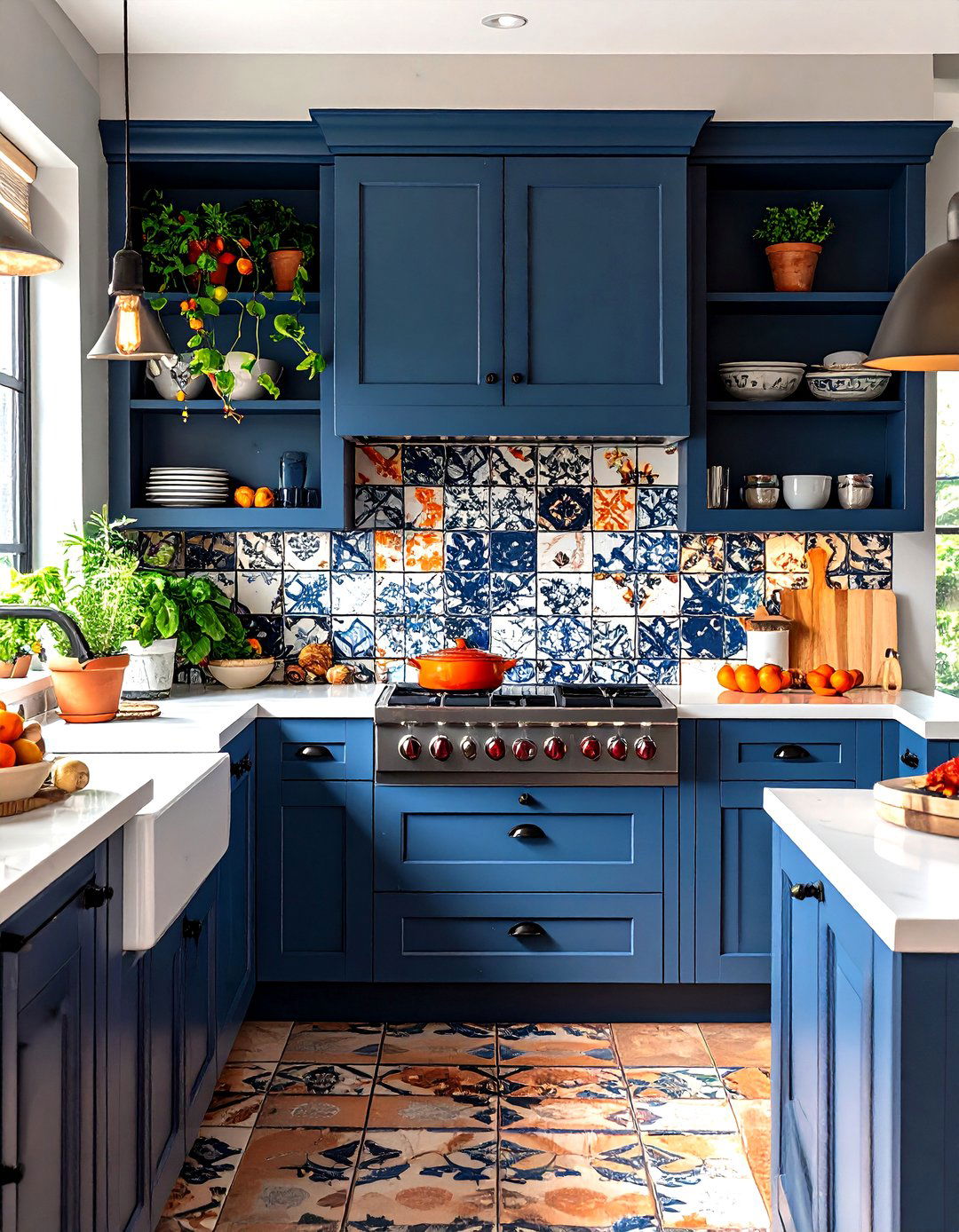 DIY Stenciled Tile Backsplash - 30 easy backsplash ideas